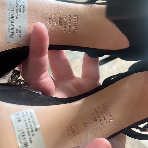 Schutz Black Bling Jayda Platform Suede Heels 9.5 - Picture 8 of 16